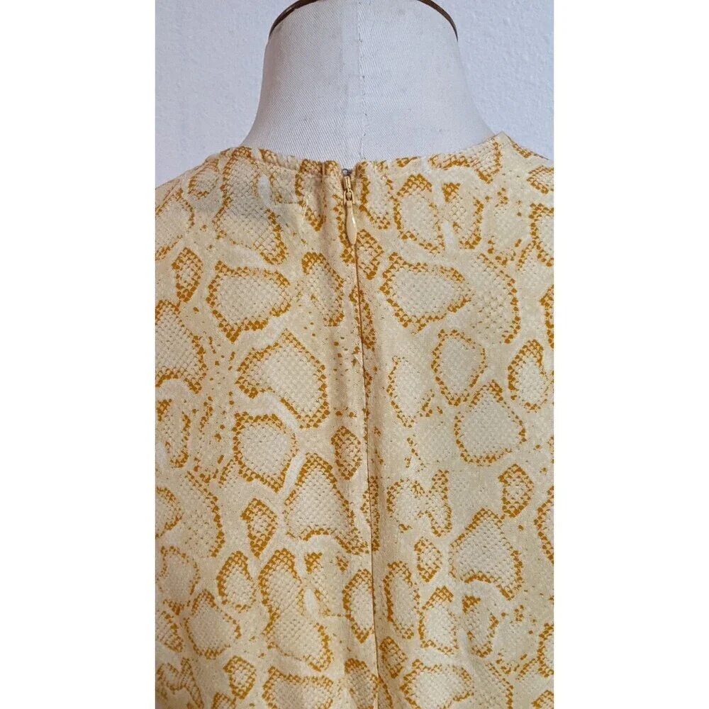 Faithfull The Brand Yellow Snakeskin 100% Rayon Tie Back Prarie Style Dress 4 - Picture 10 of 14
